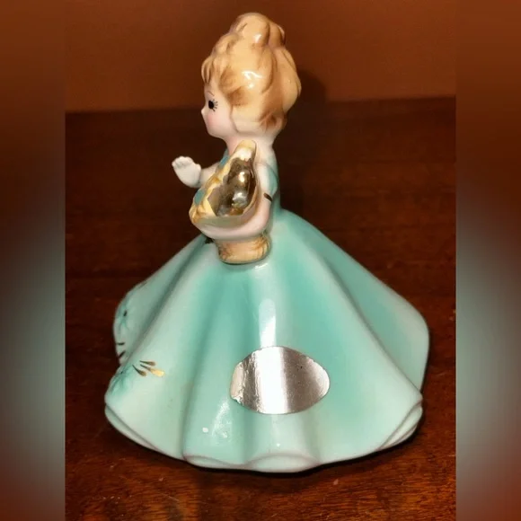 Vintage Josef Originals March Girl Figurine Aqua Dress + Rhinestones - Picture 3 of 6